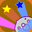 Cartoon Moon with Shooting Stars icon